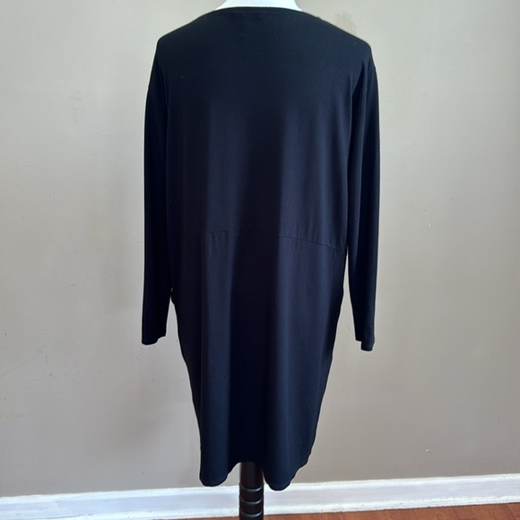 Eileen Fisher Black Long Sleeve Crewneck Viscose Dress with Pockets‎ Size S - Picture 6 of 8